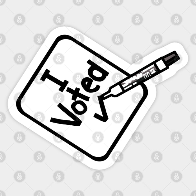 I Voted Sign with Marker Pen Sticker by ellenhenryart